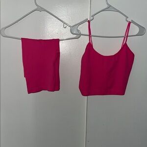 Pink Crop Top and  Biker Short Set